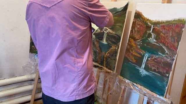 Master class (Yashurkaev method) simultaneous work on several canvases in oil on 3 canvases 2-этап.