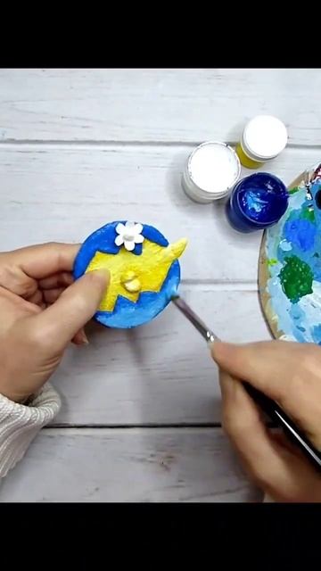 МК/DIY Магнит из ватных дисков 🐣 #ватнаяигрушка #diy #art #co смотреть онлайн