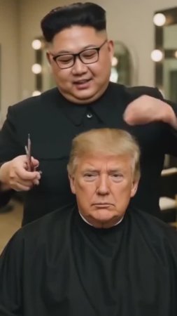 Ким Чен Ын и Дональд Трамп #президент #сша #америка #корея #смешно #стрижка #парикмахерская