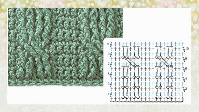 Рельефные изнаночные и лицевые столбики, схемы узоров. Подробно о вязании по ссылке