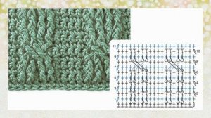 Рельефные изнаночные и лицевые столбики, схемы узоров. Подробно о вязании по ссылке