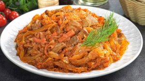 КАПУСТА С МЯСОМ на сковороде. Очень Вкусная ТУШЕНАЯ КАПУСТА С МЯСОМ. Простой домашний рецепт.