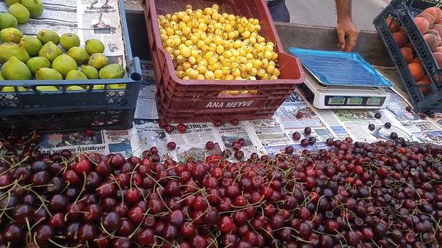 Черешня за 110 руб. за кг.)Аланья, Турция, июль 2019г. смотреть онлайн