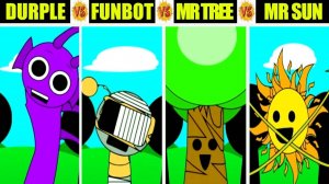 Невероятный Sprunki Definitive, но смешайте MR Sun против Durple vs Funbot и MR Tree во всех фазах