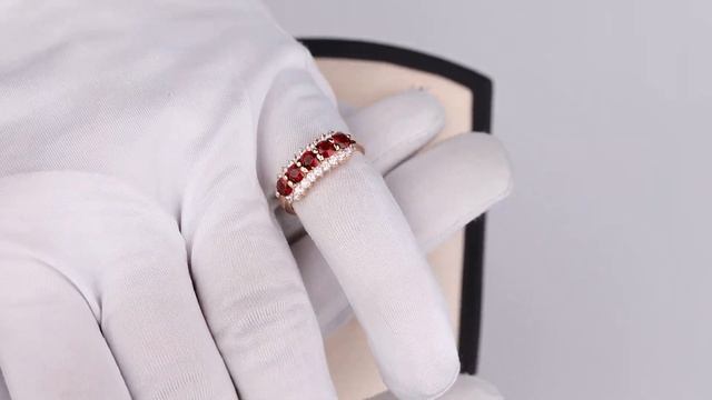 Кольцо из золота с натуральным гранатом и фианитами а? смотреть онлайн