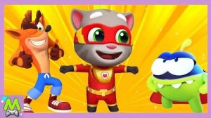 Говорящий Том vs Краш Бандикут vs Ам Ням.Отважные Герои в Гонке Приключений.Кто Самый Быстрый