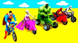 Цветные Велосипеды и Мотоциклы для Детей Супергерои и Человек Паук Большой Автовоз для Малышей