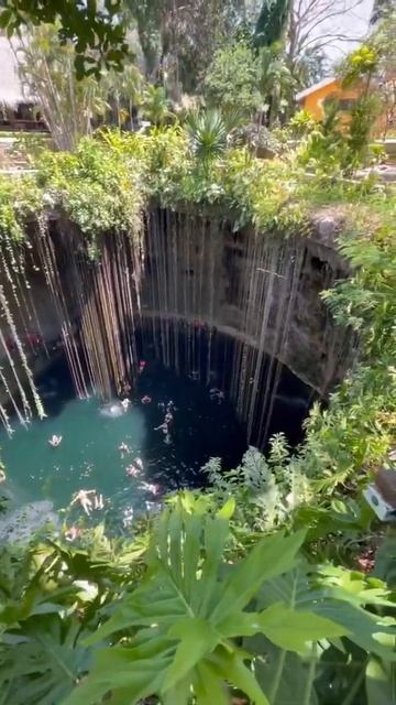 Это природный колодец сенот Ик-Киль племени майя в Мек смотреть онлайн