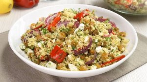 Вкусный салат с нутом, кускусом, запеченными овощами и сыром фета. Рецепт от Всегда Вкусно!