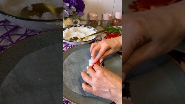 Роллы из рисовой бумаги #спрингроллы #азиатскаякухня