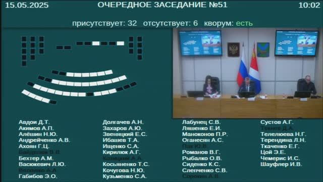 Заседание Законодательного Собрания Приморского края № 51 15.05.2025 смотреть онлайн