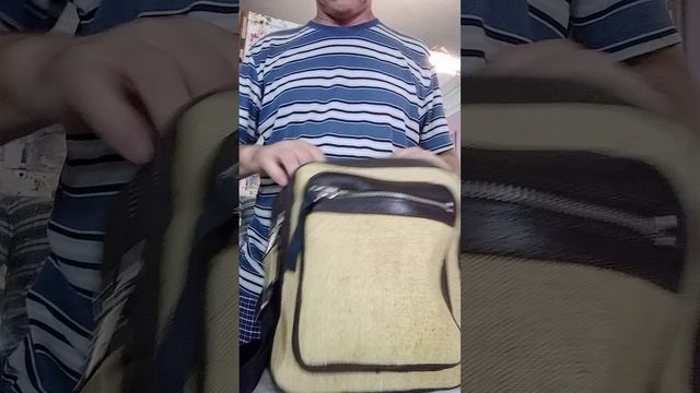 Барсетка из брезента и натуральной кожи смотреть онлайн