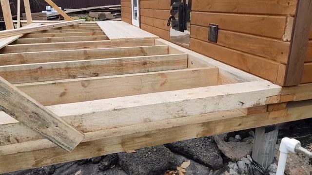 Открытая веранда для бани - начало строительства смотреть онлайн