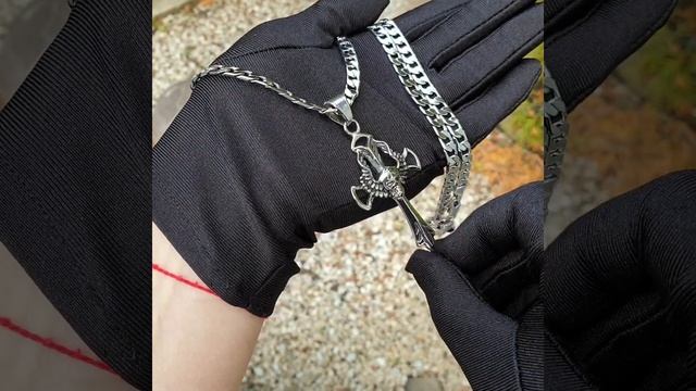 Набор цепочка (покрытие родий) + кулон из нержавеющей с