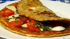 Овсяноблин с моцареллой и кресс-салатом