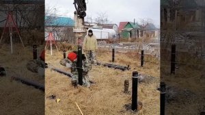 Монтаж винтовых свай 108/3000