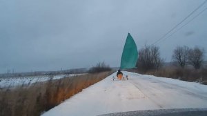 Тест самодельного колёсного буера-первые шаги.часть 2