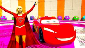 Дисней Тачки Молния Маккуин и Диноко Гонка с Супергероями Мультфильм для Детей