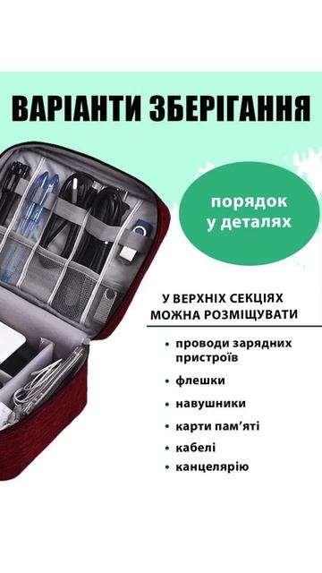 Сумка органайзер для кабелів VMHouse дорожній синій + три? смотреть онлайн