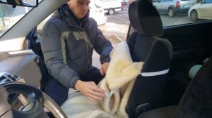 Как закрепить меховую автонакидку (переднее сидение)