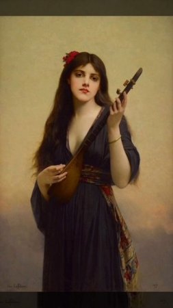Картинная галерея. "Женщина играющая на лютне ". Жюль-Жозеф Лефевр. 1879 г.