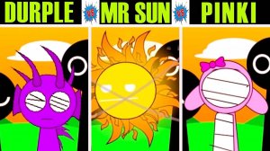 Невероятный Sprunki Definitive, но смешайте MR Sun против Durple vs Pinki во всех фазах разных