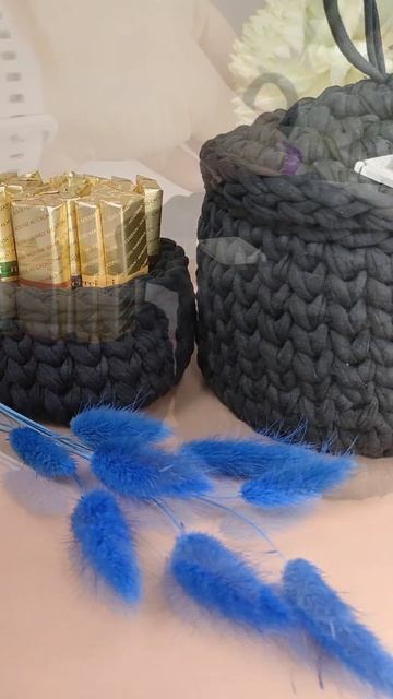 трикотажная корзинка #вязание #любимоедело #2024 #knitting #пряжа #трикотажнаяпряжа