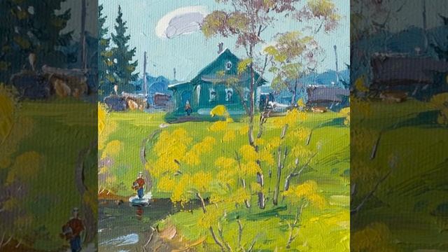 Картина авторская "Река Гремячая, май". Художник - Александр Александровский. Холст / Масло, 40x61 смотреть онлайн