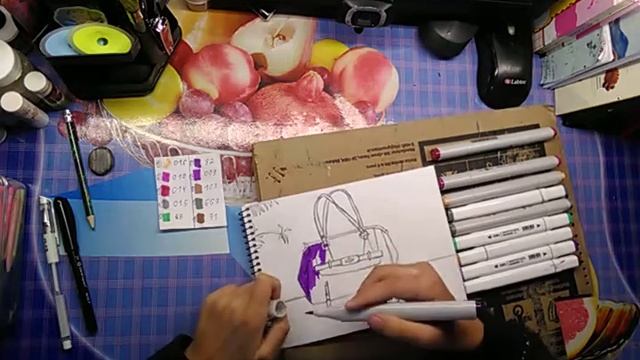 Рисуем fashion скетч с сумочкой! Очаровательные девушки урок №3! смотреть онлайн