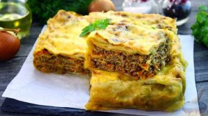 Пирог без замеса теста. ПИРОГ ИЗ ЛАВАША С МЯСНЫМ ФАРШЕМ