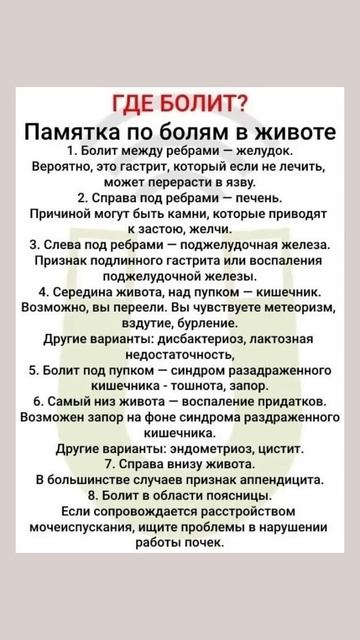 Памятка по болям в животе #полезнознать  #полезныесоветы #здоровье