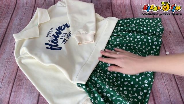 Платье Lanson Kids принт flowers бежево-зеленое смотреть онлайн