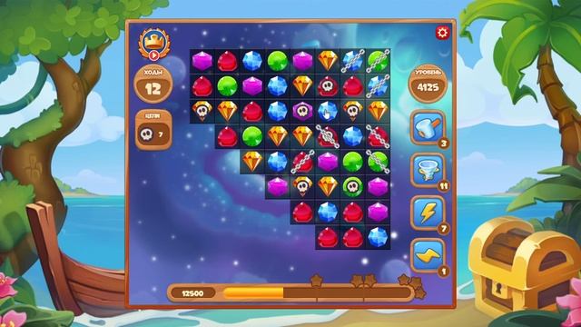 Как пройти уровень 4125 игры Сокровища Пиратов смотреть онлайн