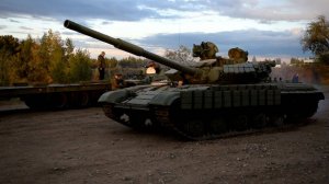 Танк Т-64. Заезд на трал.