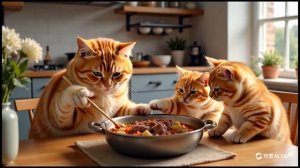 Mama Cat Goes to Buy Meat, Come back Home to Make Beef Meatballs for Kittens 🐾❤️