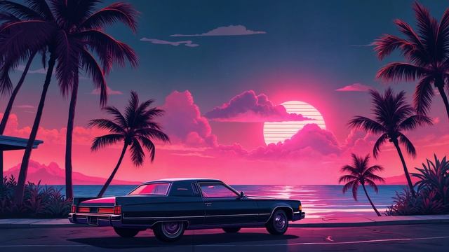 Ретровейв, ретро синтвейв, саксофон 4К / Dramatic Retro synthwave, retrowave with saxophone 4K