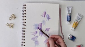 Рисую колокольчики акварелью. Акварель. Цветы акварелью.