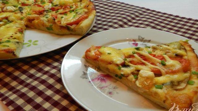 Овощная пицца с грибами