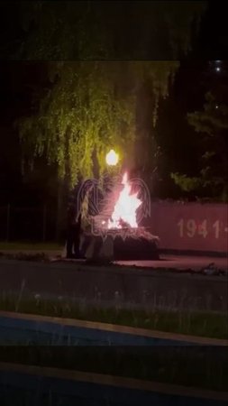 ОСКОРБИЛ ВСЕХ: в Воронеже неадекват жег венки и цветы на Вечном Огне на памятнике Славы.