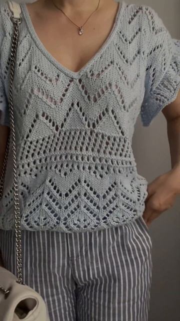 Ажурный топ с воланами | Топ спицами | смотреть онлайн