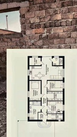 Дом из ракушечника с тремя спальнями. Имеется дизайн проект интерьера у нас на сайте!