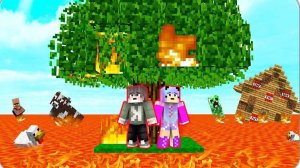 КАК ВЫЖИТЬ ДЕВУШКИ НУБУ под ЛАВОЙ в МАЙНКРАФТЕ  MINECRAFT ВЫЖИВАНИЕ НУБИК на 1 БЛОКЕ в МАЙНКРАФТ