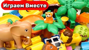 Играем в месте в развивающий конструктор ! Строим интересную горку с животными и запускаем шарики