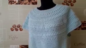 ДЖЕМПЕР С КРУГЛОЙ КОКЕТКОЙ КРЮЧКОМ