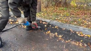 Демонтаж асфальта отбойными молотками с компрессором