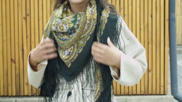 Платок шерстяной с шелковой вязаной бахромой "Переплетение судеб", вид 10, 135х135 см