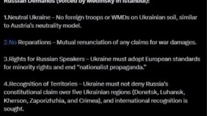 ‼️🇷🇺🇺🇦 Выдвинутые Россией требования на переговорах с Украиной публикуют западные СМИ