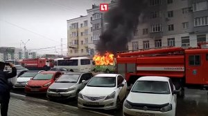 Маршрутка загорелась в Уфе