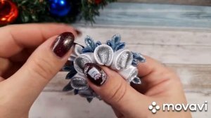 Ободок ❄ Снежинка из атласных лент Новогодний мастер-класс Снежинка канзаши
