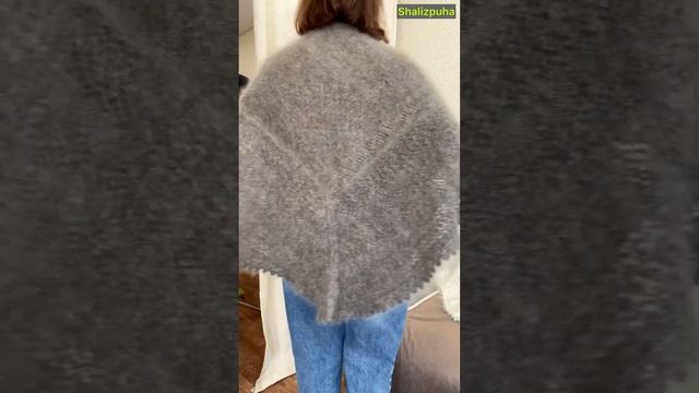 Теплый пуховый платок  с узором.#шаль #folk #маме смотреть онлайн